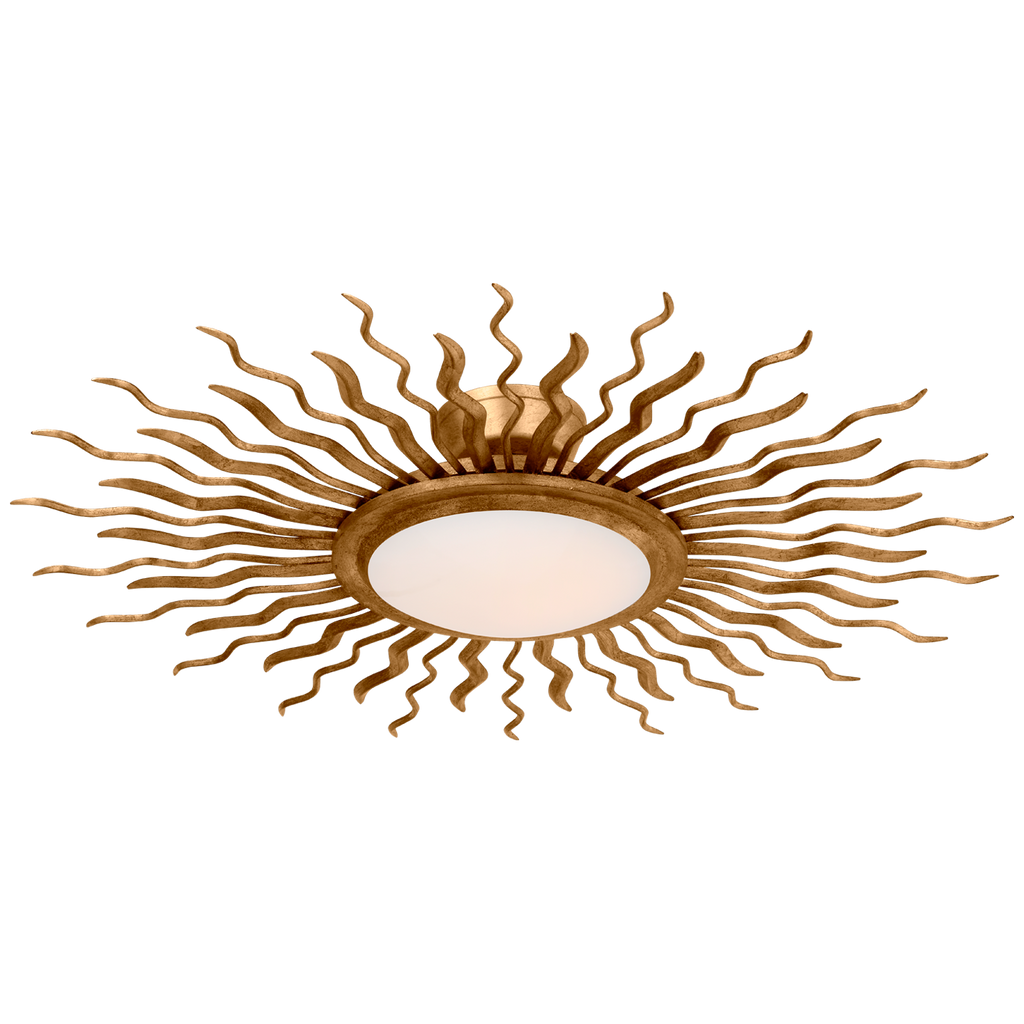 Re 31" Semi-Flush Mount | Gilded Iron | White Glass