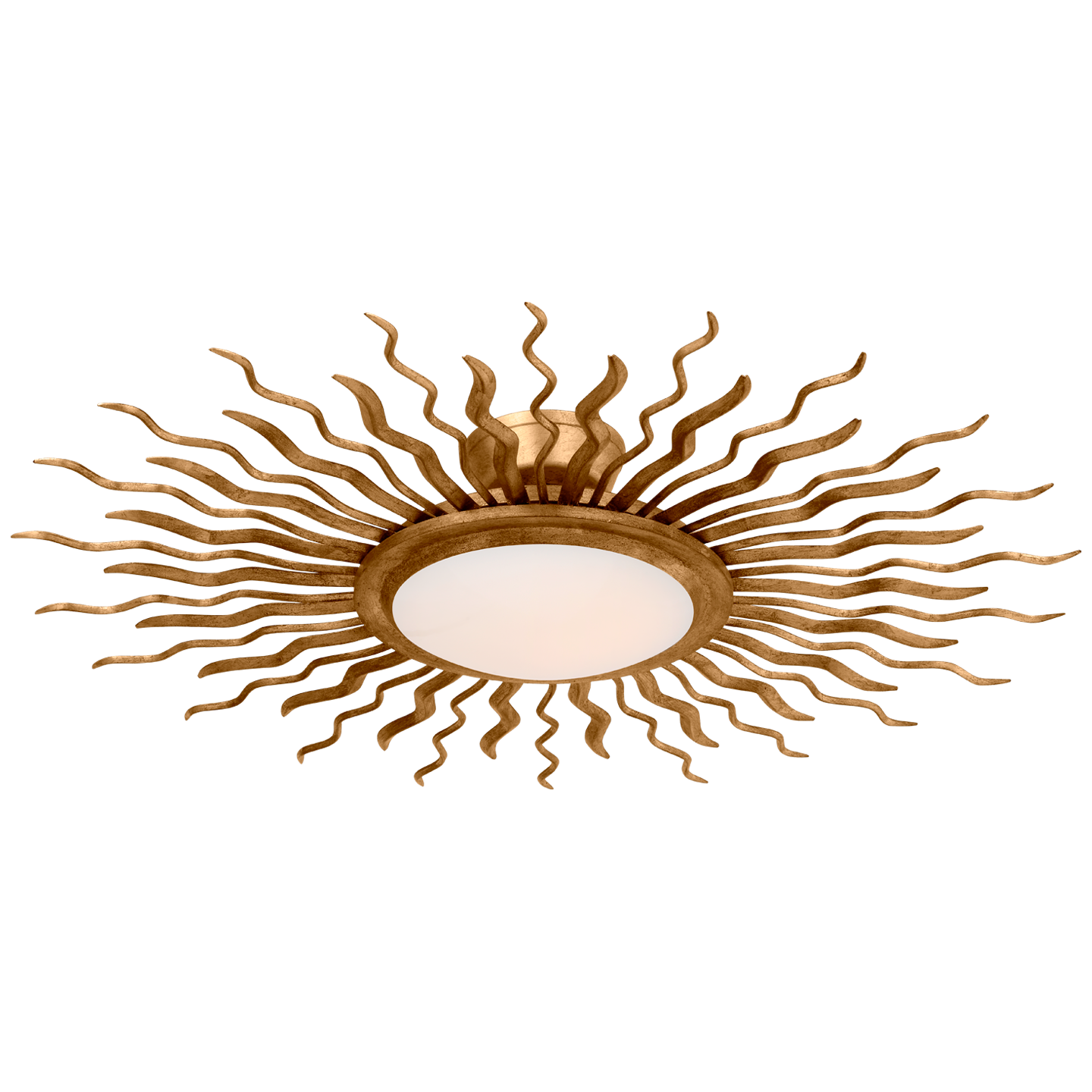 Re 31" Semi-Flush Mount | Gilded Iron | White Glass