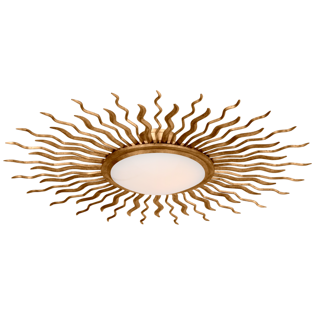 Re 38" Semi-Flush Mount | Gilded Iron | White Glass