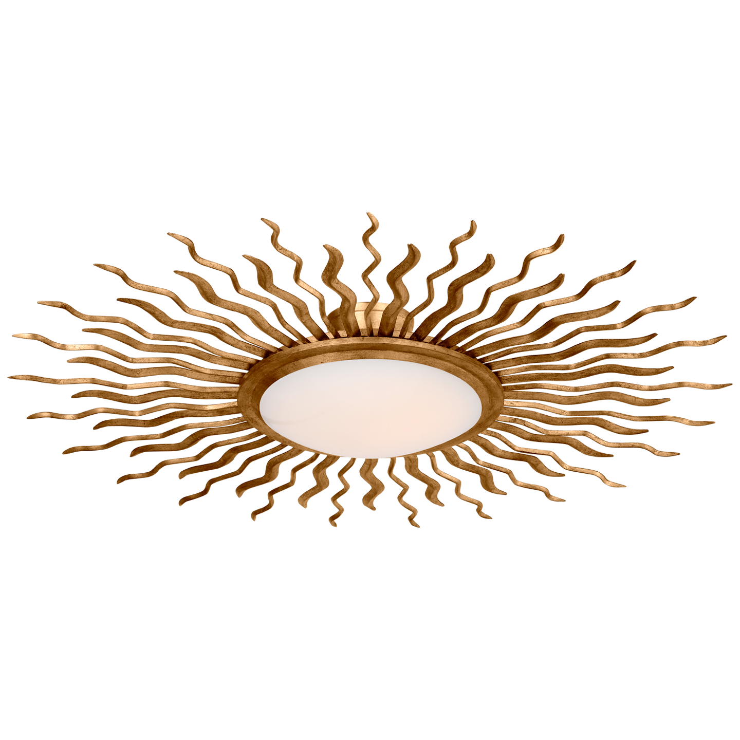 Re 38" Semi-Flush Mount | Gilded Iron | White Glass
