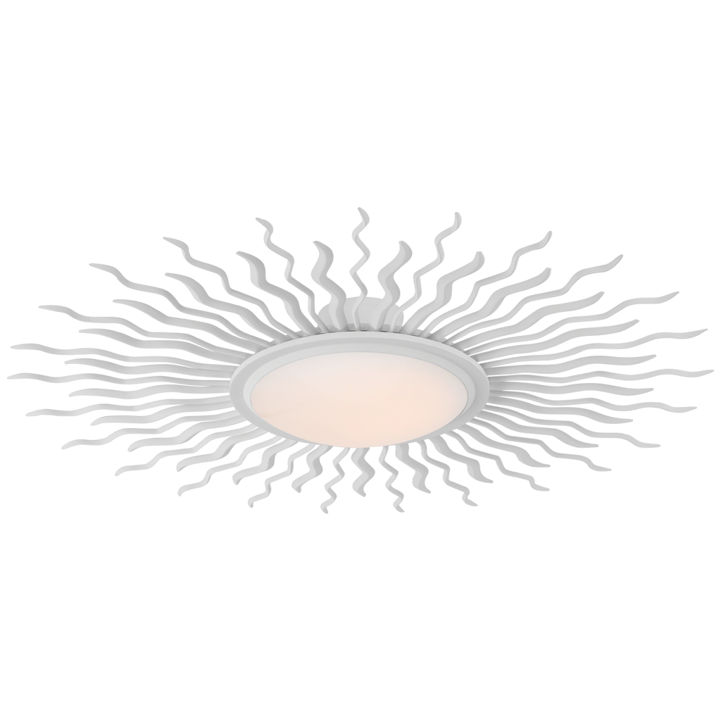 Re 38" Semi-Flush Mount | Matte White | White Glass