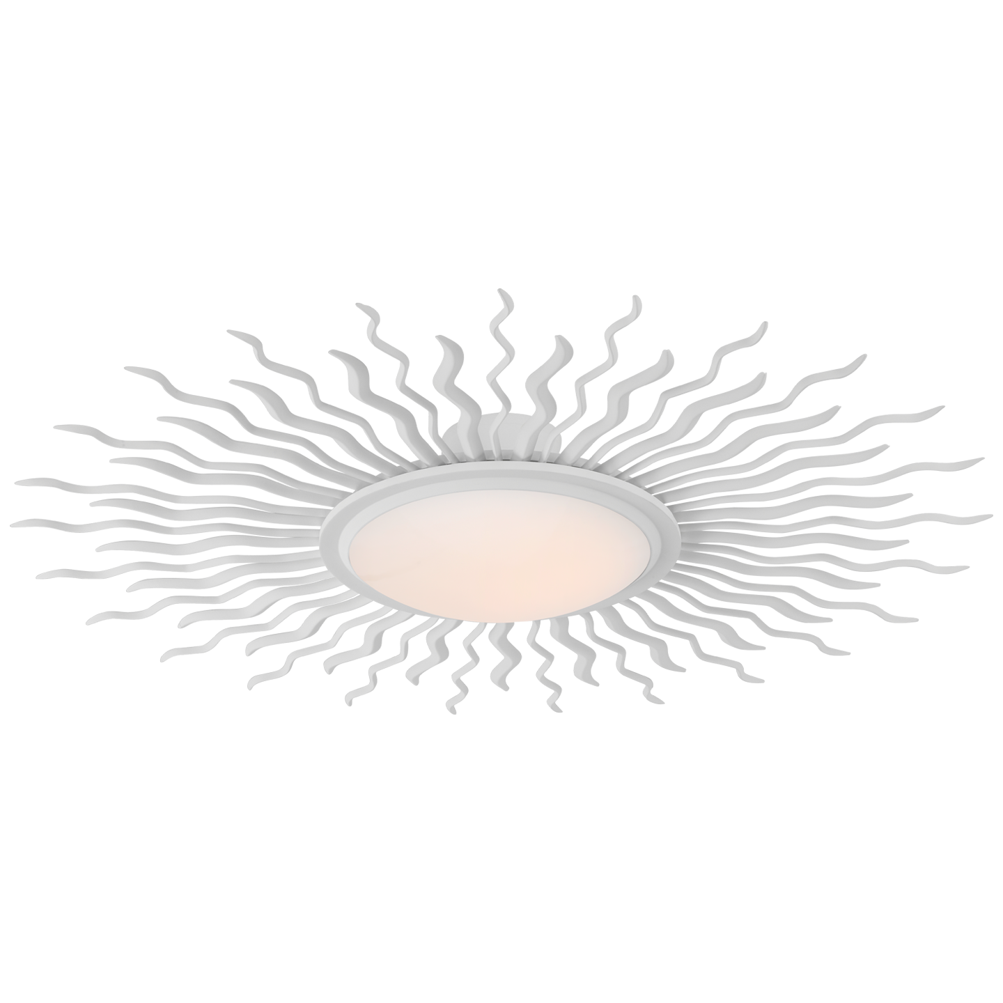 Re 38" Semi-Flush Mount | Matte White | White Glass