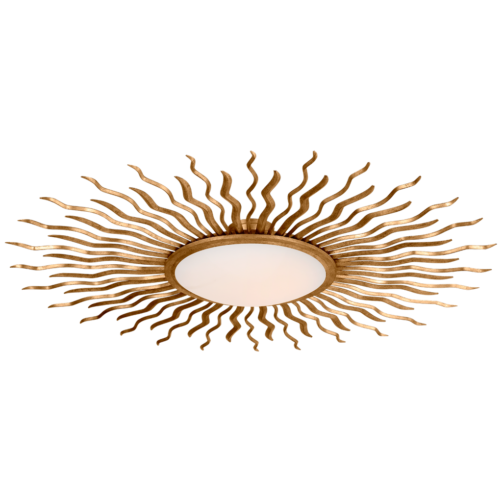 Re 49" Semi-Flush Mount | Gilded Iron | White Glass