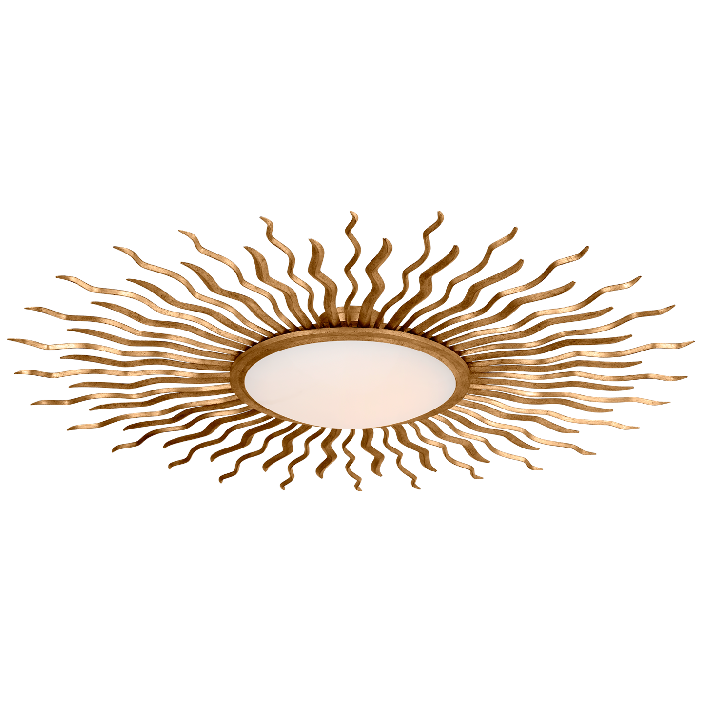 Re 49" Semi-Flush Mount | Gilded Iron | White Glass