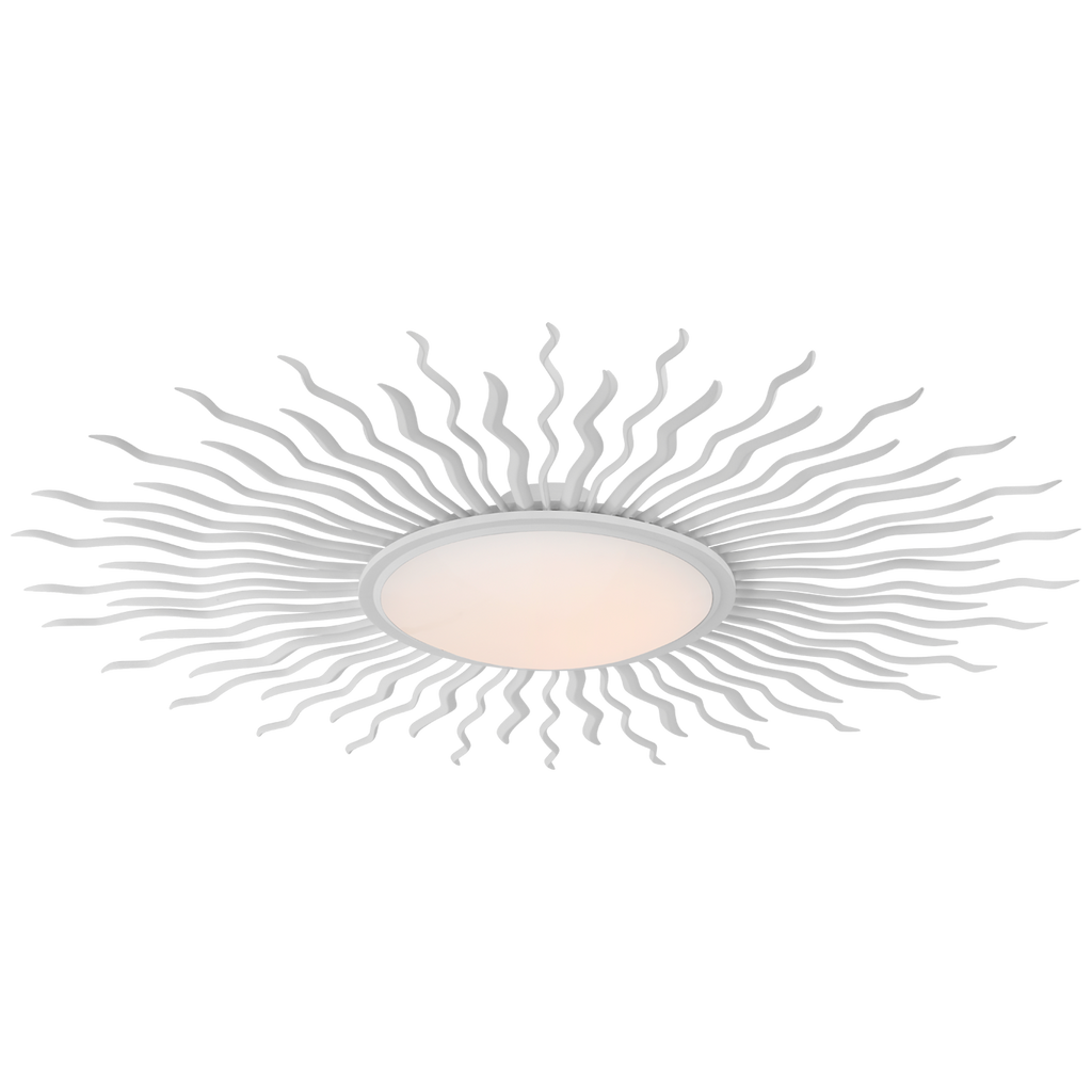 Re 49" Semi-Flush Mount | Matte White | White Glass