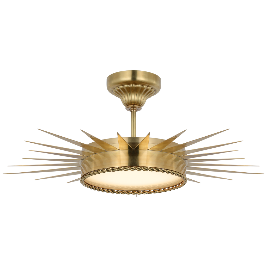 Soleil 28" Semi-Flush Mount | Hand-Rubbed Antique Brass | White Glass
