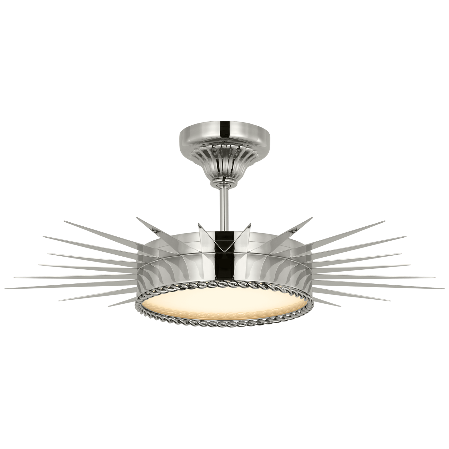 Soleil 28" Semi-Flush Mount | Polished Nickel | White Glass