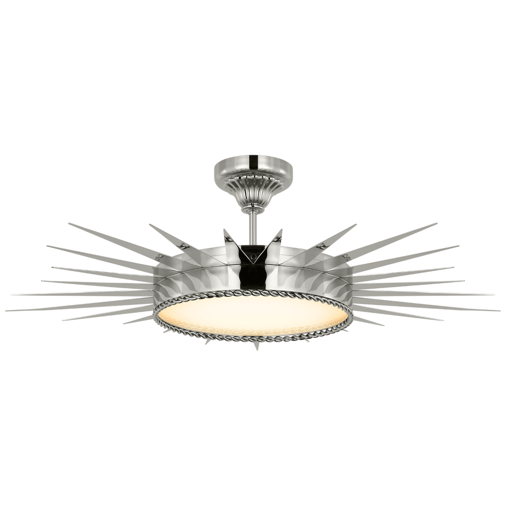 Soleil 36" Semi-Flush Mount | Polished Nickel | White Glass
