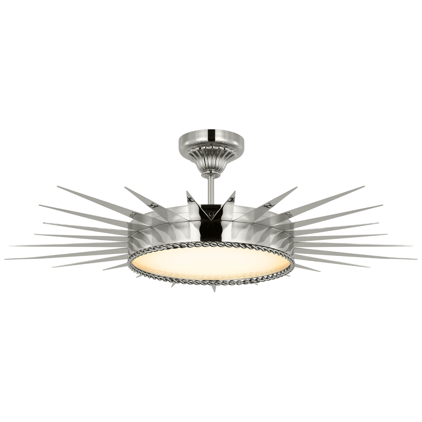 Soleil 36" Semi-Flush Mount | Polished Nickel | White Glass