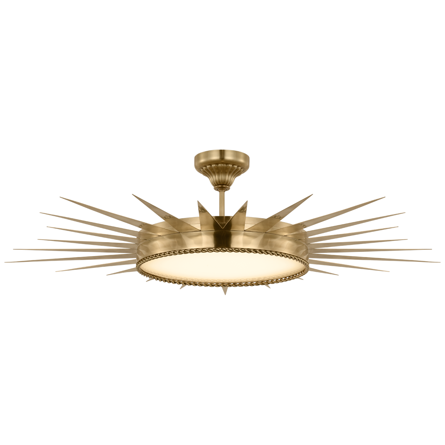 Soleil 45" Semi-Flush Mount | Hand-Rubbed Antique Brass | White Glass