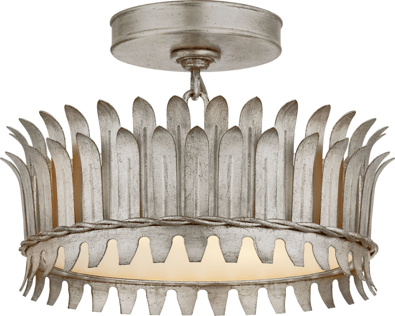 Leslie 12" Semi-Flush | Burnished Silver Leaf | Frosted Glass