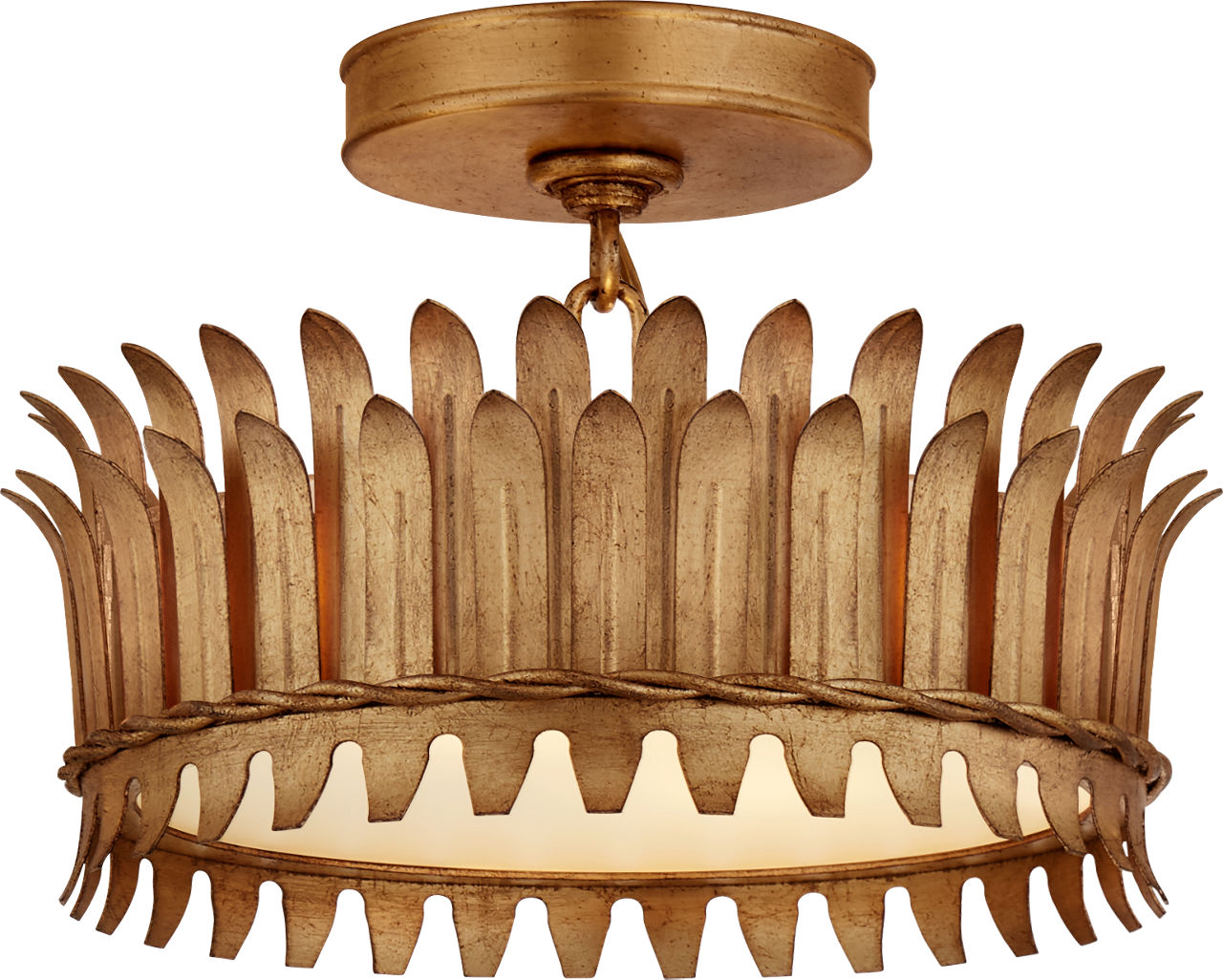 Leslie 12" Semi-Flush | Gilded Iron | Frosted Glass