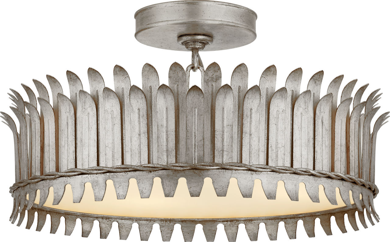 Leslie 16" Semi-Flush | Burnished Silver Leaf | Frosted Glass