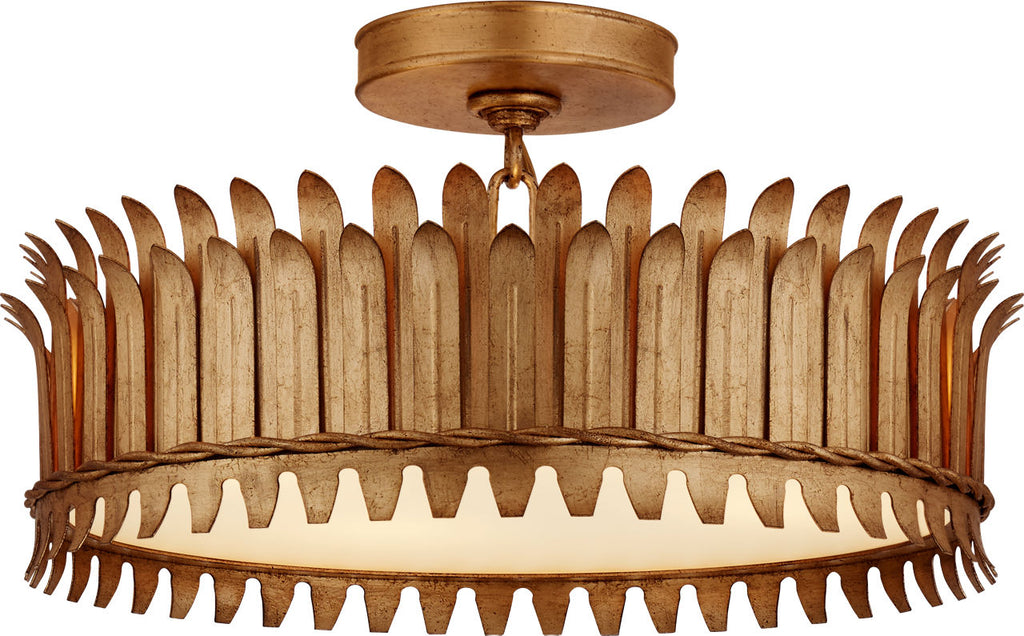 Leslie 16" Semi-Flush | Gilded Iron | Frosted Glass