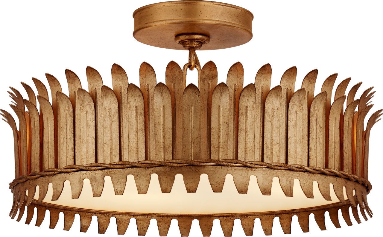 Leslie 16" Semi-Flush | Gilded Iron | Frosted Glass