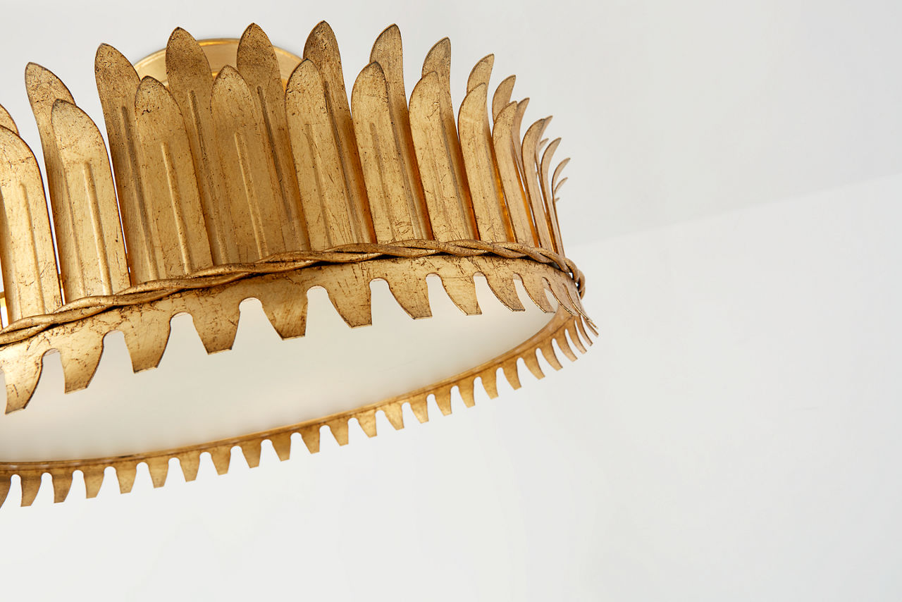 Leslie 16" Semi-Flush | Gilded Iron | Frosted Glass