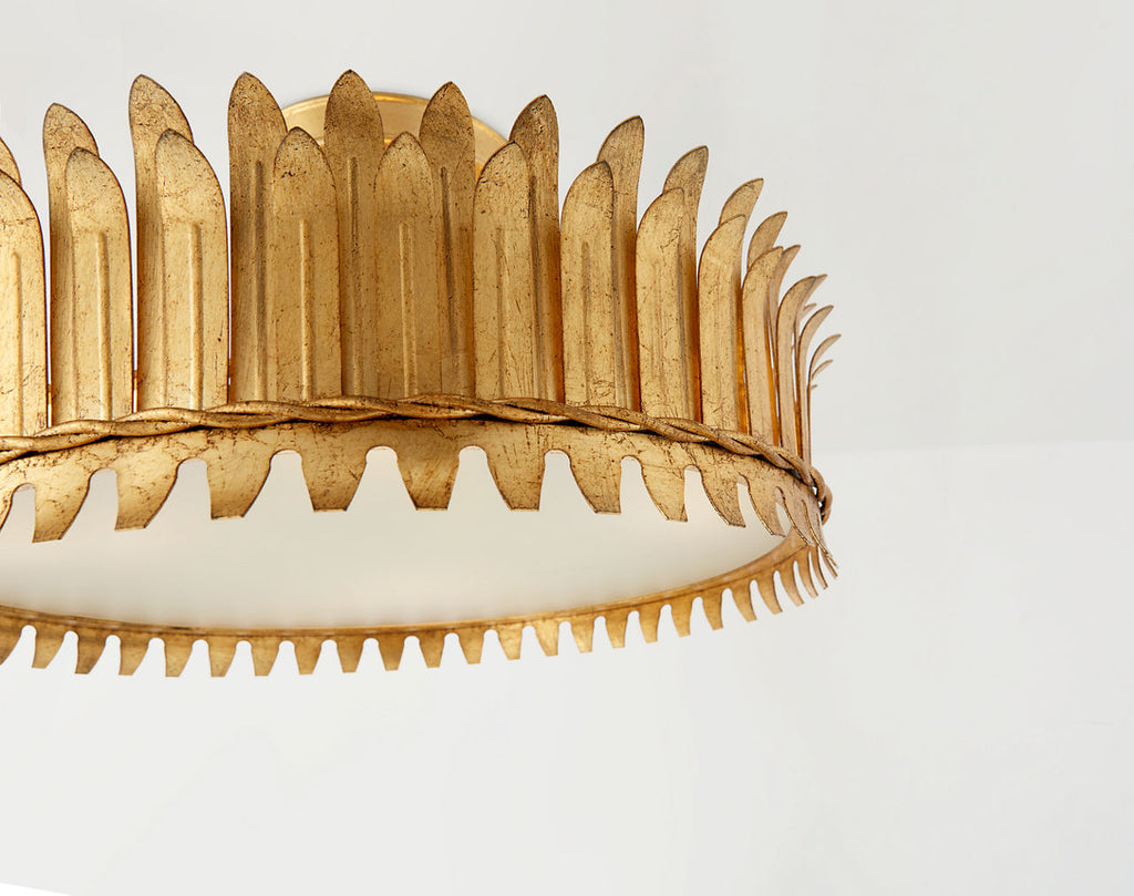 Leslie 16" Semi-Flush | Gilded Iron | Frosted Glass