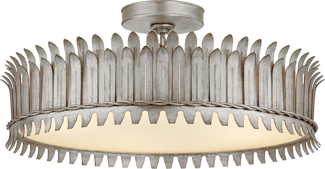 Leslie 21" Semi-Flush | Burnished Silver Leaf | Frosted Glass
