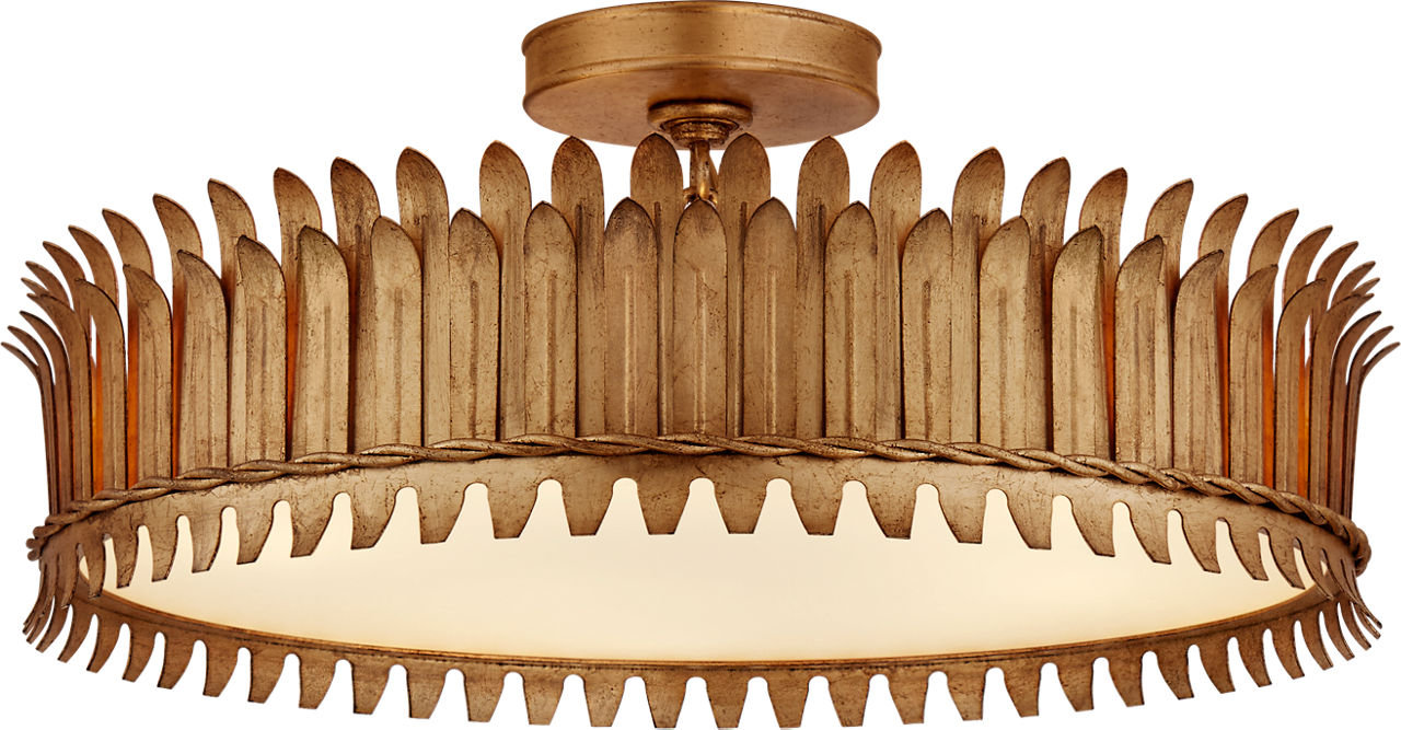 Leslie 21" Semi-Flush | Gilded Iron | Frosted Glass