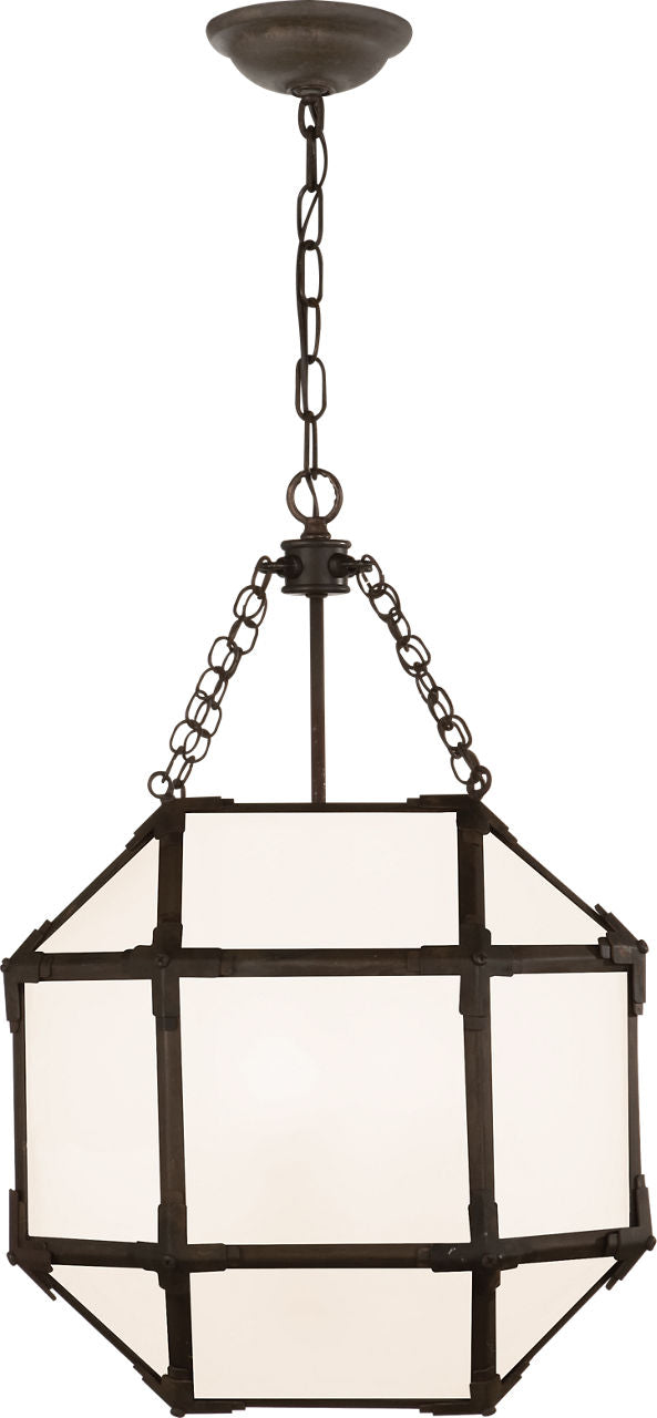 Morris Small Lantern | Antique Zinc | White Glass