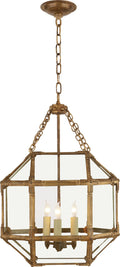 Morris Small Lantern | Gilded Iron | Clear Glass
