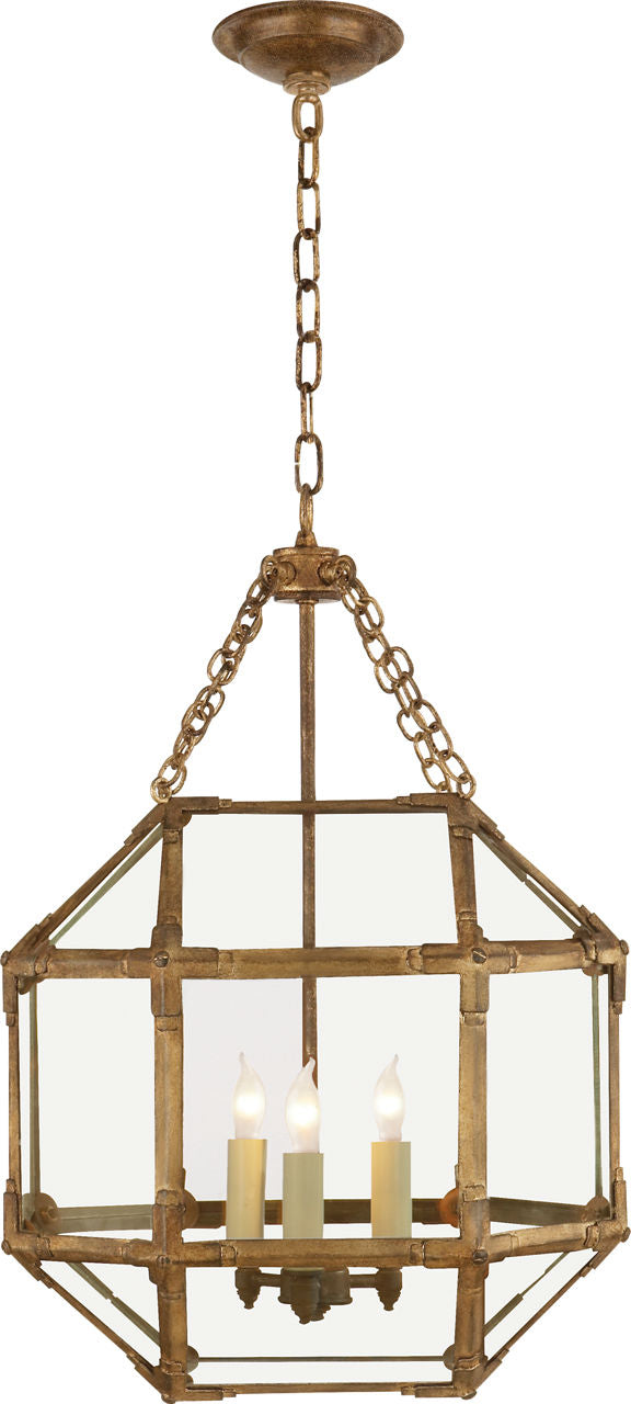 Morris Small Lantern | Gilded Iron | Clear Glass