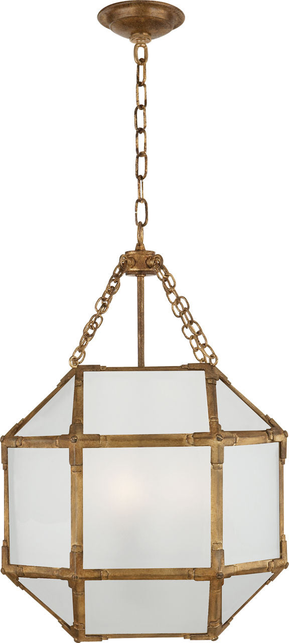 Morris Small Lantern | Gilded Iron | Frosted Glass