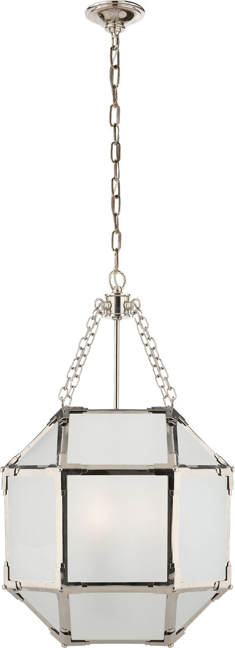 Morris Small Lantern | Polished Nickel | Frosted Glass