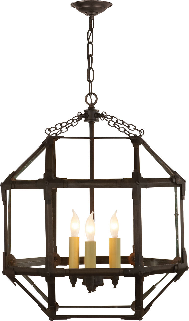 Morris Medium Lantern | Antique Zinc | Clear Glass