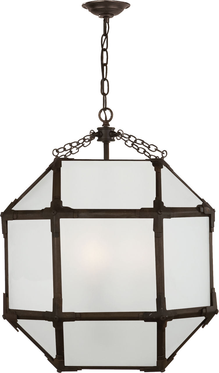 Morris Medium Lantern | Antique Zinc | Frosted Glass