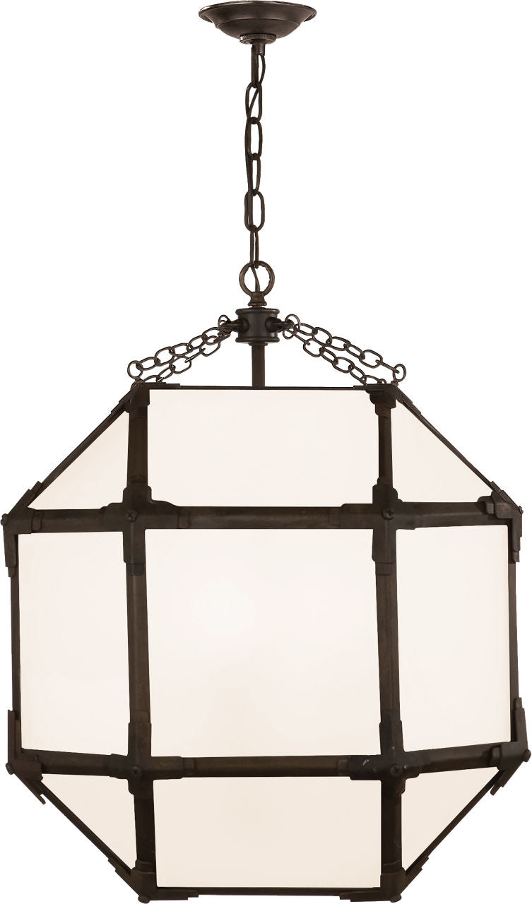 Morris Medium Lantern | Antique Zinc | White Glass
