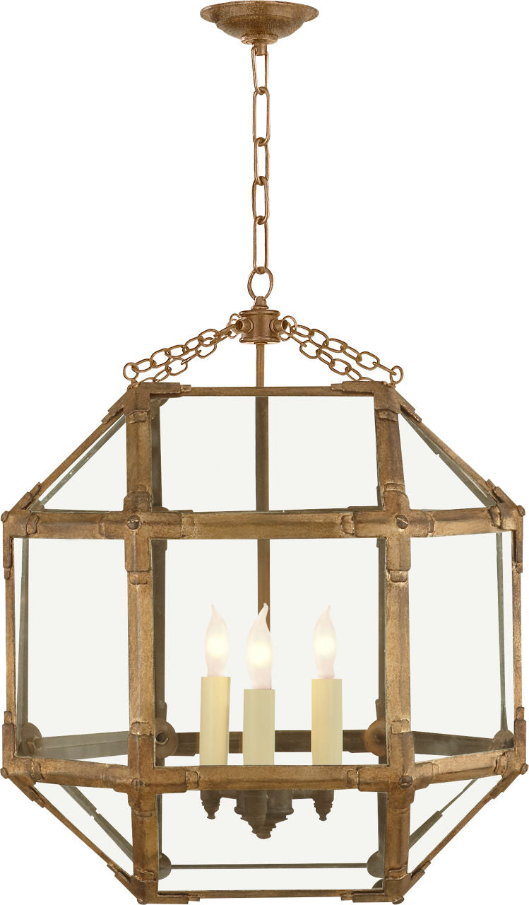Morris Medium Lantern | Gilded Iron | Clear Glass