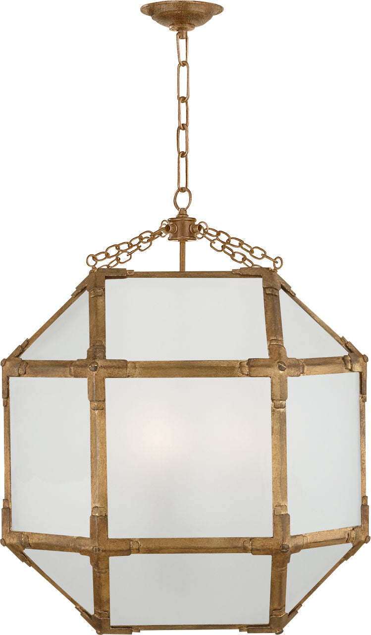 Morris Medium Lantern | Gilded Iron | Frosted Glass