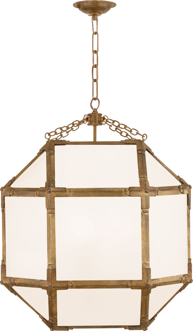 Morris Medium Lantern | Gilded Iron | White Glass