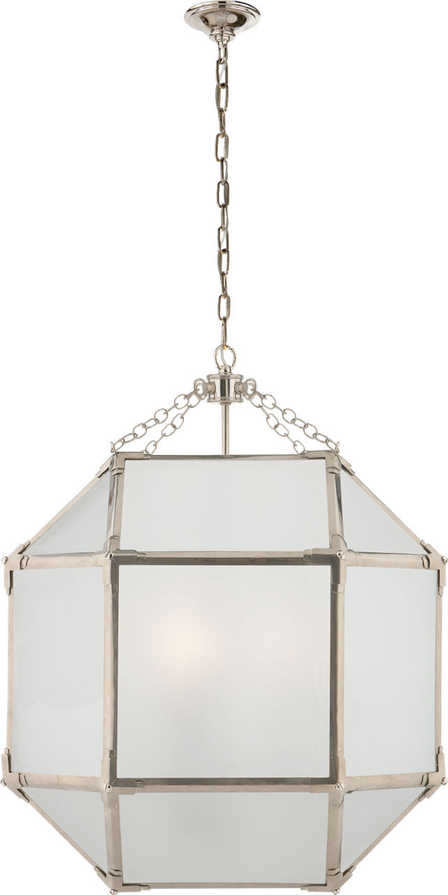 Morris Medium Lantern | Polished Nickel | Frosted Glass