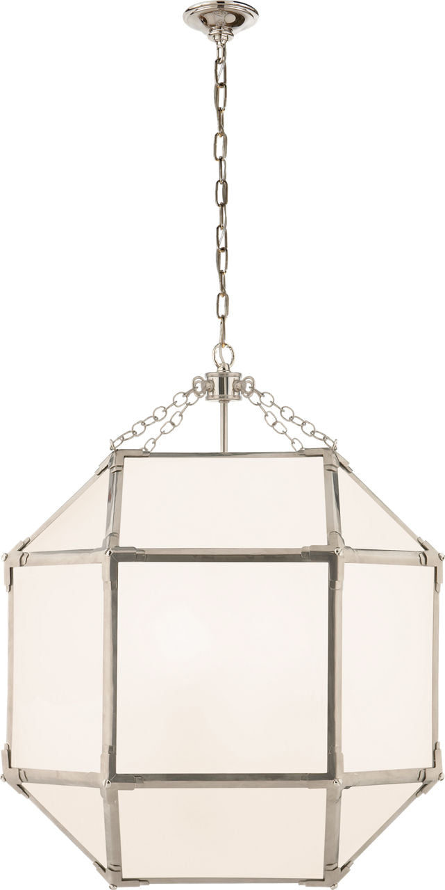 Morris Medium Lantern | Polished Nickel | White Glass
