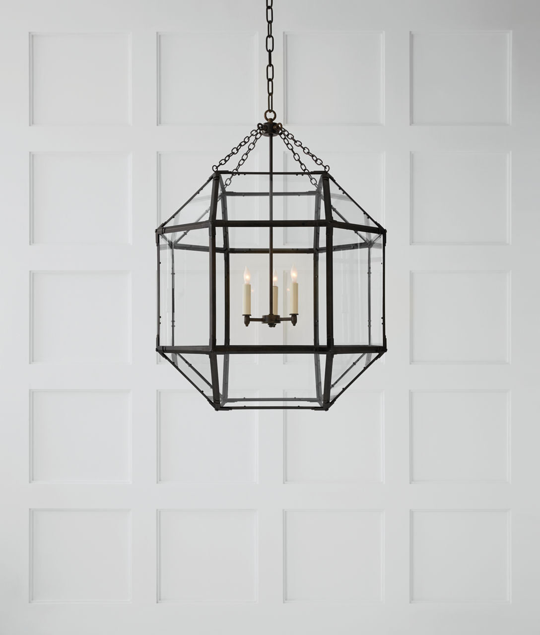 Morris Large Lantern | Antique Zinc | Clear Glass