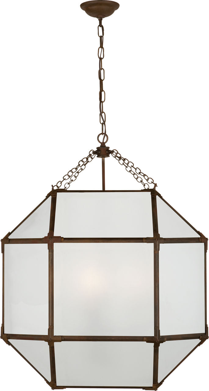 Morris Large Lantern | Antique Zinc | Frosted Glass