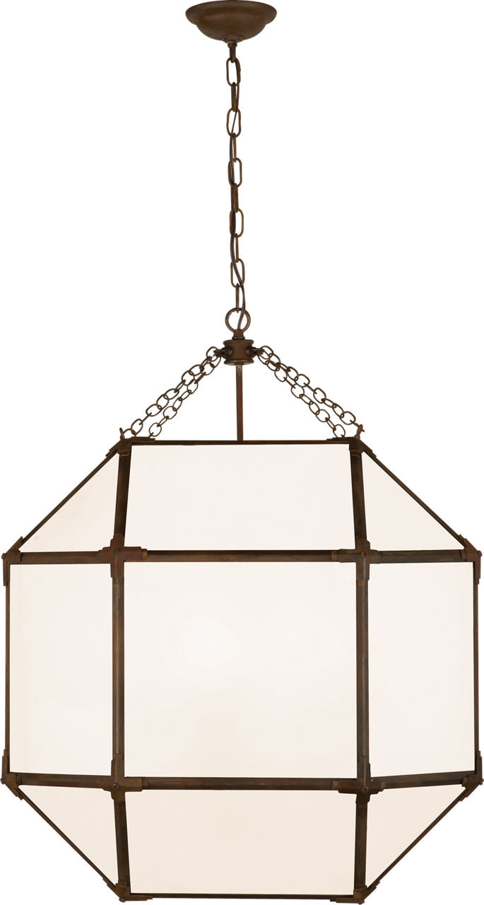 Morris Large Lantern | Antique Zinc | White Glass