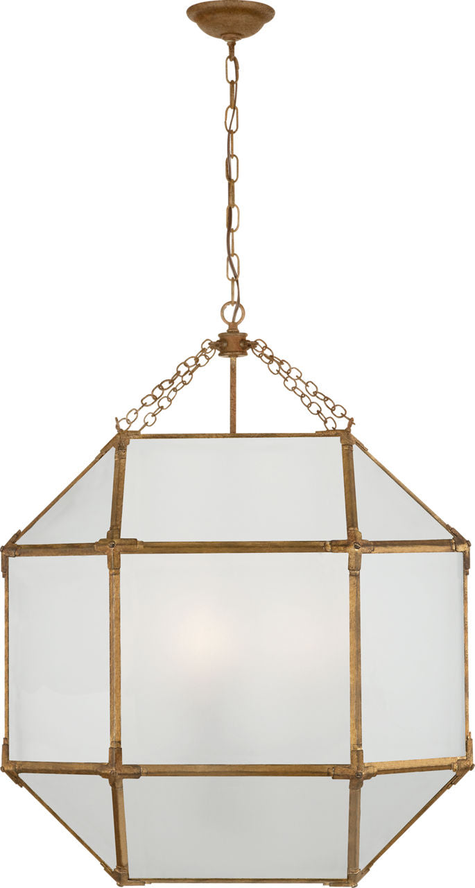 Morris Large Lantern | Gilded Iron | Frosted Glass