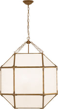 Morris Large Lantern | Gilded Iron | White Glass