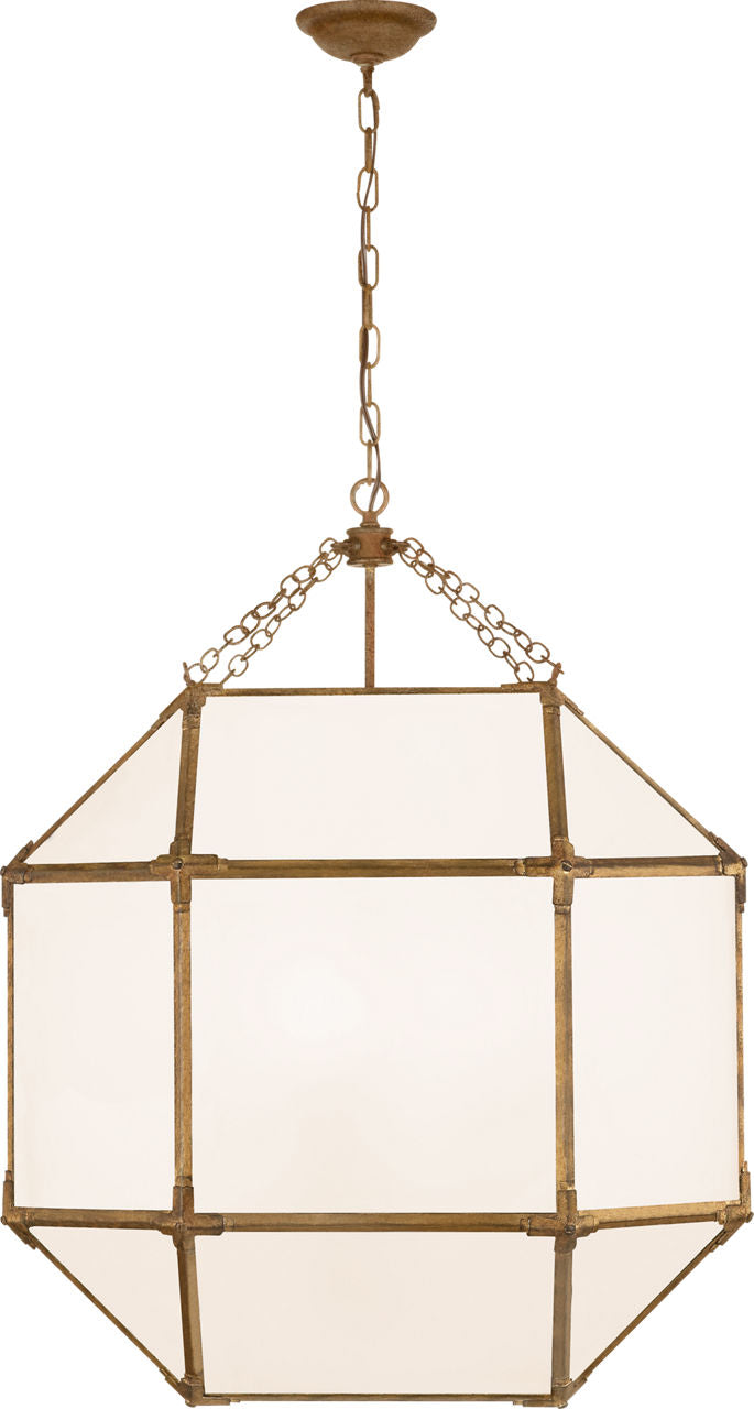 Morris Large Lantern | Gilded Iron | White Glass