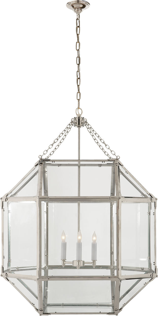 Morris Large Lantern | Polished Nickel | Clear Glass