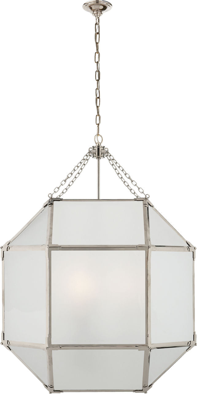 Morris Large Lantern | Polished Nickel | Frosted Glass