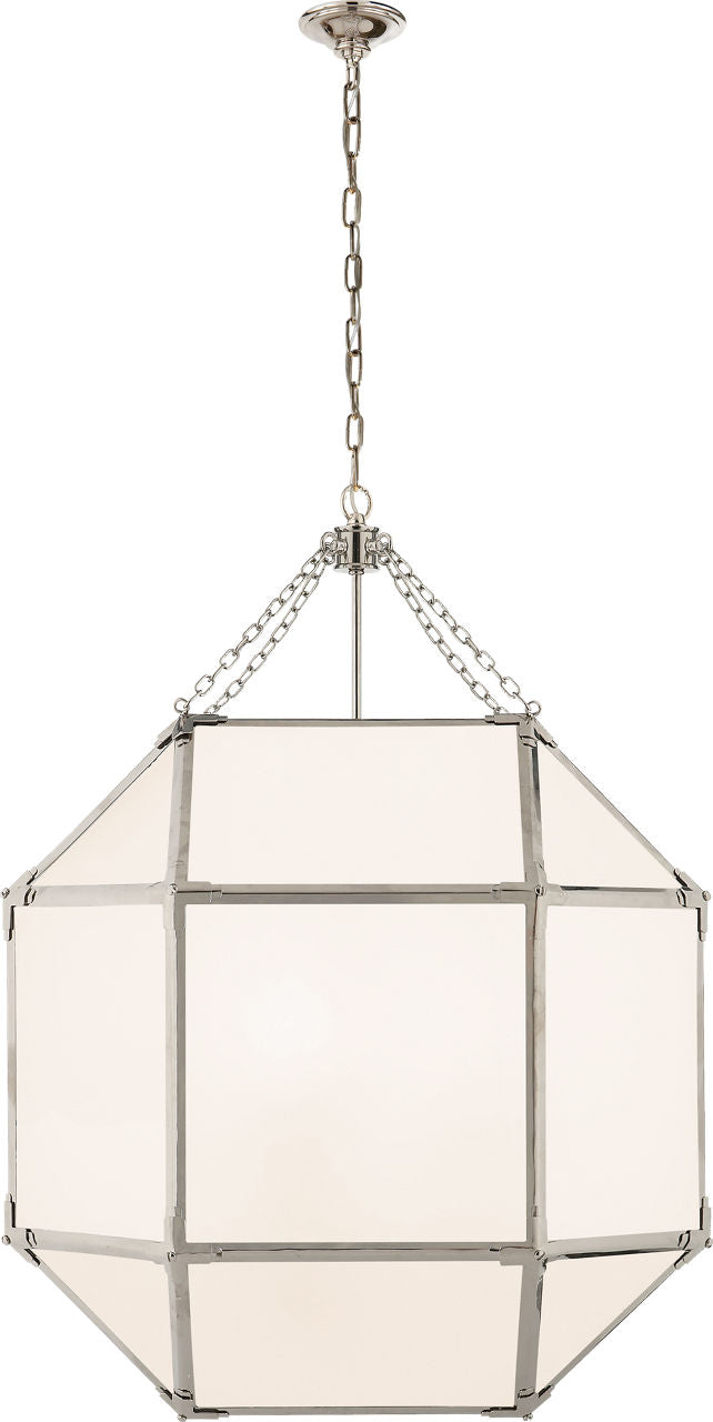Morris Large Lantern | Polished Nickel | White Glass