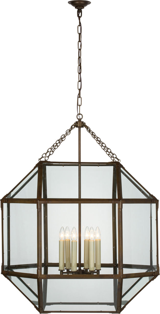 Morris Grande Lantern | Antique Zinc | Clear Glass