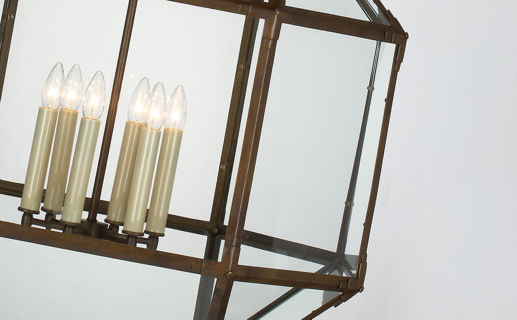Morris Grande Lantern | Antique Zinc | Clear Glass