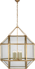 Morris Grande Lantern | Gilded Iron | Clear Glass