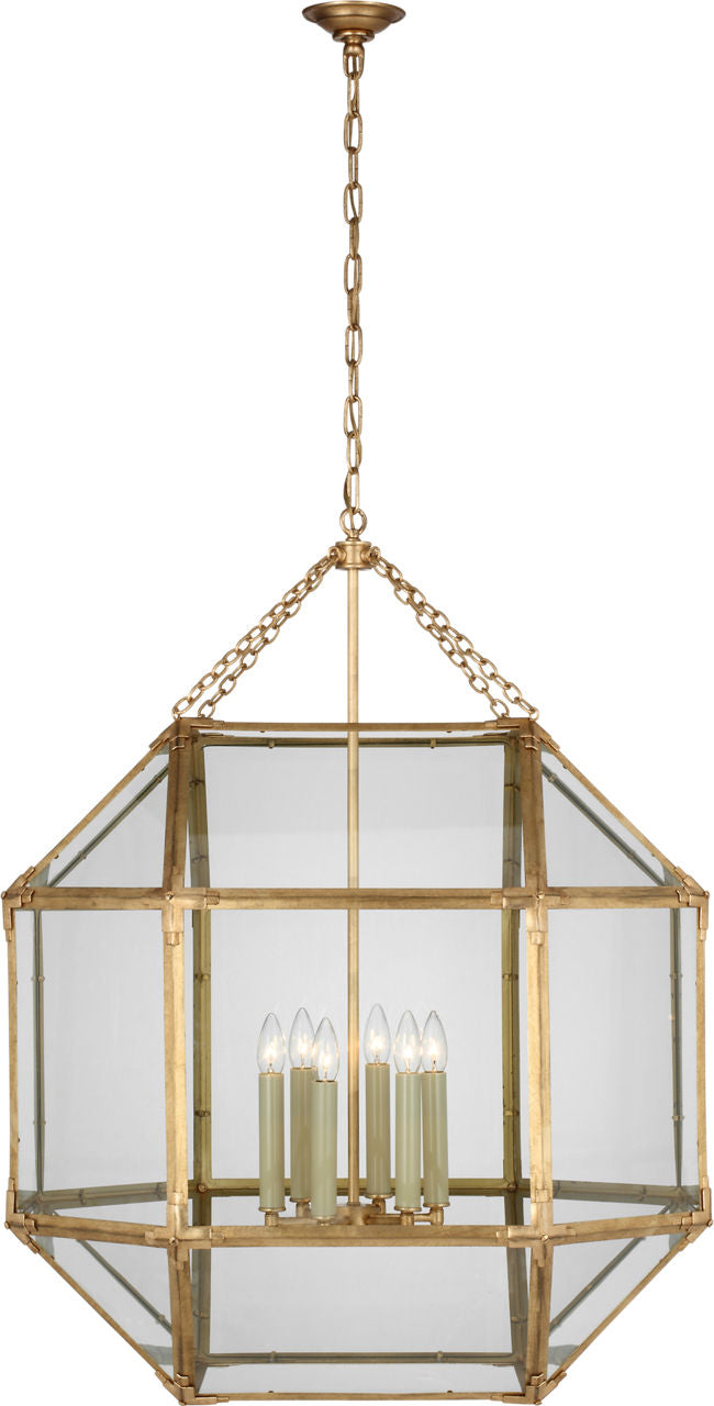 Morris Grande Lantern | Gilded Iron | Clear Glass