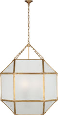Morris Grande Lantern | Gilded Iron | Frosted Glass